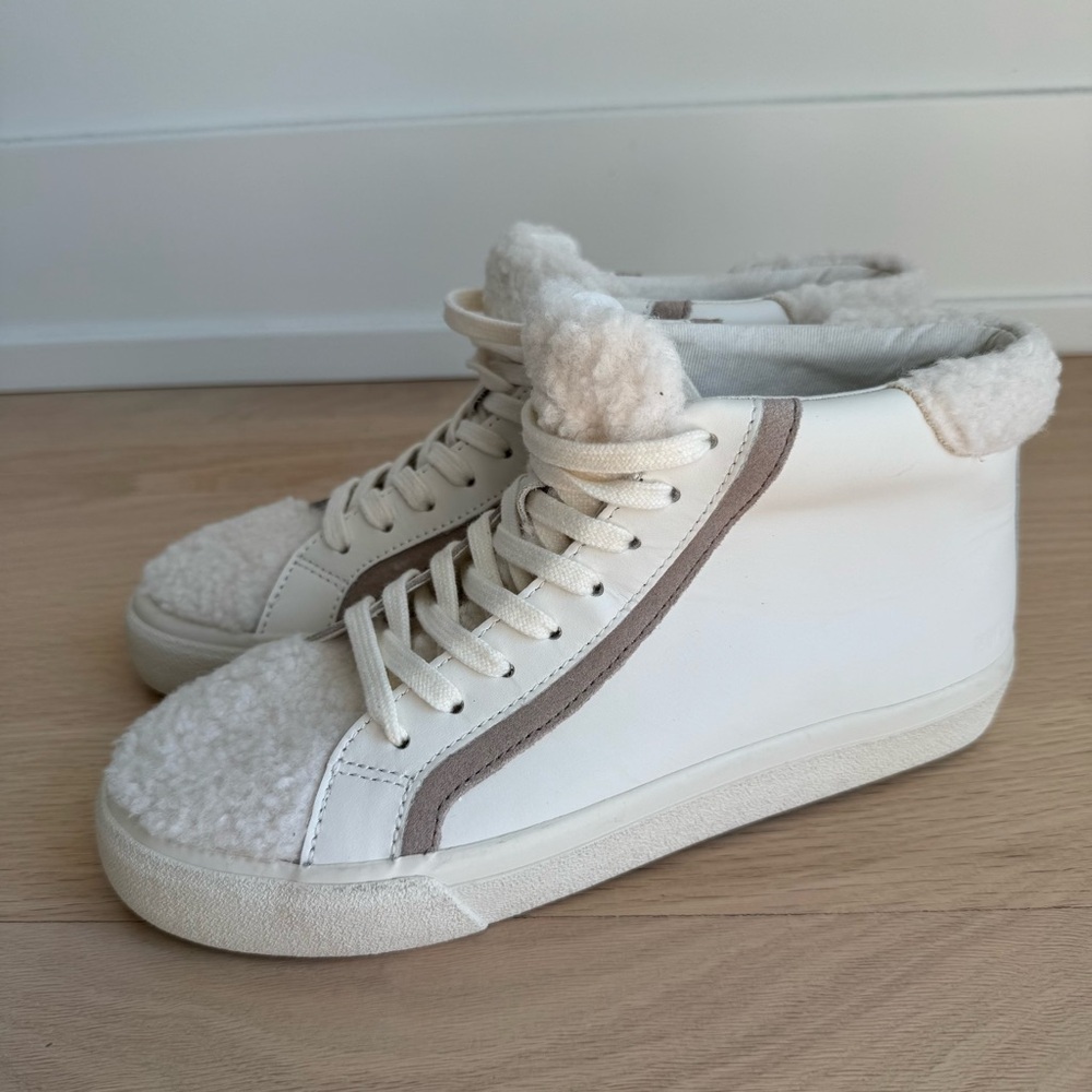 MADEWELL WOMEN'S SIDEWALK HIGH-TOP SNEAKERS IN SHERPA SIZE 8 ASHEN SILVER NEW - Picture 3 of 12
